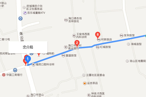 海口市瓊山區(qū)忠介路地圖位置
